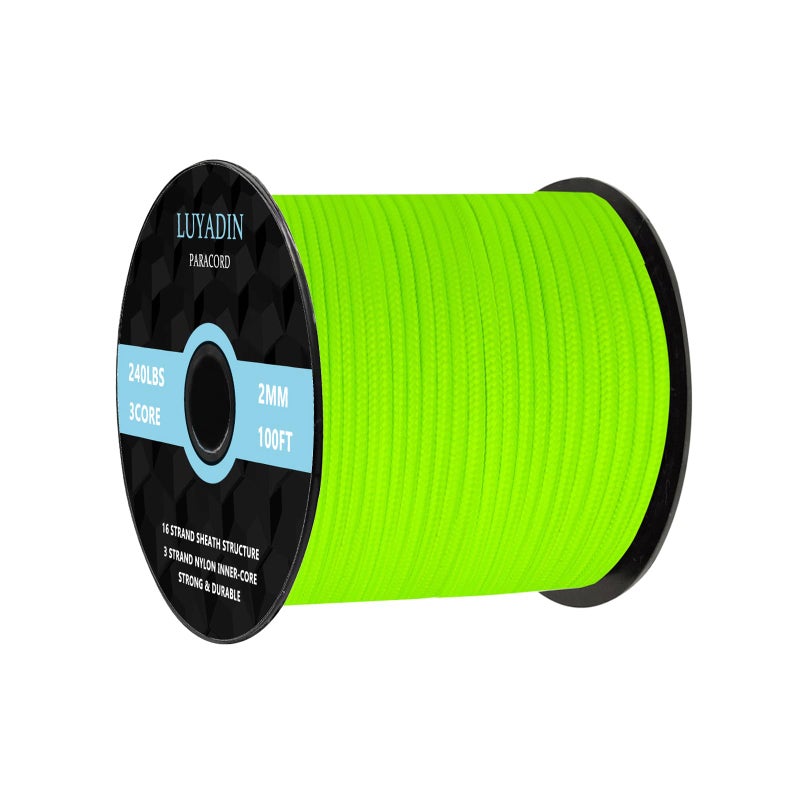 LUYADIN Paracord 240lb - Diameter 2mm Micro Utility Cord -3 Strand Parachute Spool Cord - 100ft 200ft,Paracord for Camping,Hiking,Fishing,Outdoor and DIY - Image 1